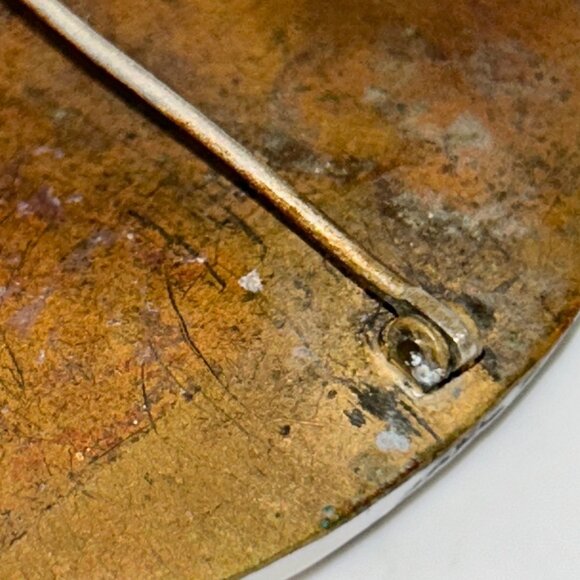 Antique Hand-Painted Porcelain Brooch With Pink Roses C-Clasp Gold-tone - Picture 11 of 16